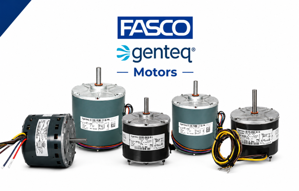 Fasco and Genteq HVAC motors including condenser fan motors blower motors ECM motors PSC motors and replacement air conditioning motors in Dubai UAE